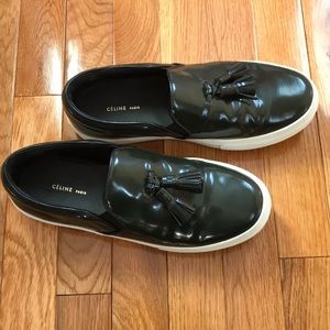 CÉLINE dark green slip-on sneakers.Size 38,US 7.5